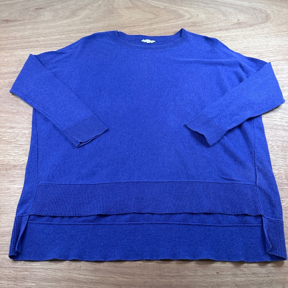 Eileen Fisher Petite PM Organic Cotton Periwinkle Boxy Sweater Blue Purple